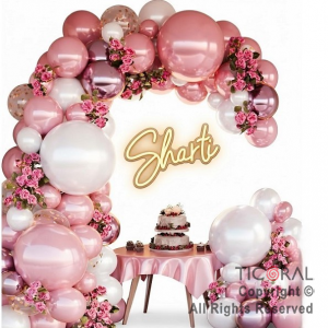 SET DE GLOBOS ARCO XL ROSA LILA Y BLANCO LA731 116 UNIDADES